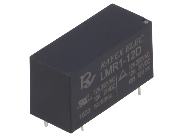 Relais: elektromagnetische; SPDT; Uspoel: 12VDC; 12A; 12A/250VAC Relais: elektromagnetische; SPDT; Uspoel: 12VDC; 12A; 12A/250VAC